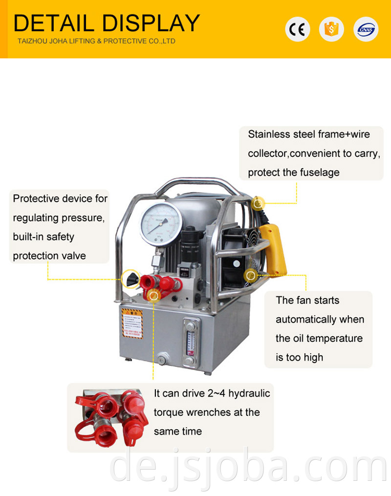 Hydraulikpumpe der Joba EMP-Serie für Hydraulikschlüssel 0,3 kW Elektrische Hydraulikpumpe